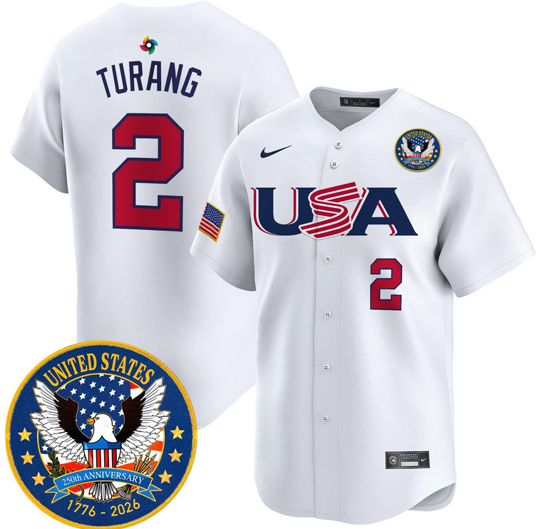 Men Team USA World Baseball Classic 250th Anniversary #2 Henderson white 2026 Roster Patch Vapor Jersey->los angeles dodgers->MLB Jersey